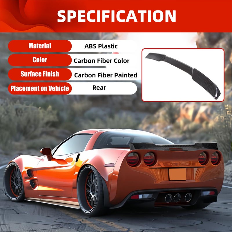 ECOTRIC إيكوتريك جناح سقف الصندوق الخلفي المتوافق مع 2005-2013 شيفي شيفروليه كورفيت C6 ZR1 من ألياف الكربون المطلية - Image 4