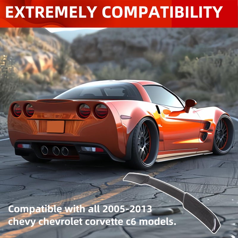 ECOTRIC إيكوتريك جناح سقف الصندوق الخلفي المتوافق مع 2005-2013 شيفي شيفروليه كورفيت C6 ZR1 من ألياف الكربون المطلية - Image 2