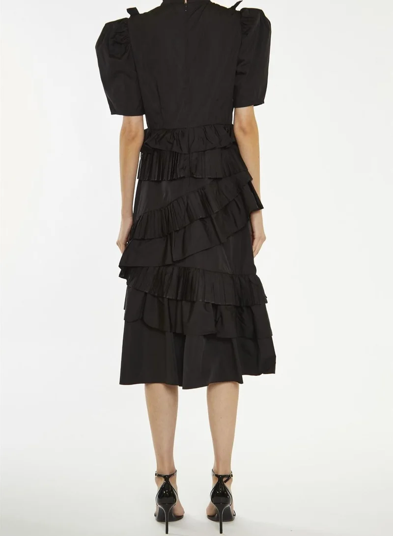 ترو ديكادينس Delilah Black Puff-Sleeve Midi-Dress
