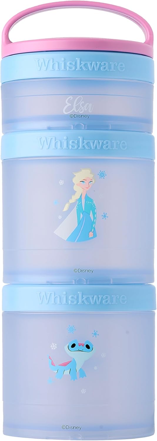 Whiskware Disney Princess Frozen Stackable Snack Containers for Kids 3 Stackable Snack Cups for School or Travel Formula and Cupholder Friendly Elsa and Bruni - Image 1
