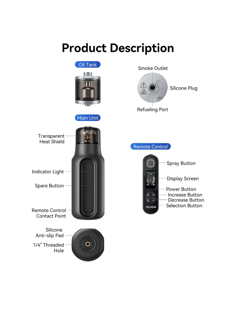 TELESIN - TELESIN Fog Machine, Photography Fog Effect, Portable Fog Maker, with Remote Control Fogger Machine, for Video Shoot and Parties - Image 1