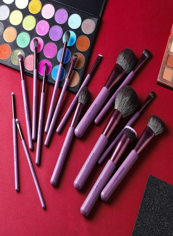 EIGSHOW Makeup Brush Set, EIGSHOW Professional Makeup Brushes Kit Foundation Powder Concealers Eye Shadows Makeup 15 Piece for Eye Face Liquid Cream Cosmetics Brushes Kit, Gift for Women, Travel Set(Purple) - Image 5