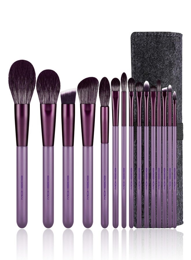 EIGSHOW Makeup Brush Set, EIGSHOW Professional Makeup Brushes Kit Foundation Powder Concealers Eye Shadows Makeup 15 Piece for Eye Face Liquid Cream Cosmetics Brushes Kit, Gift for Women, Travel Set(Purple) - Image 1