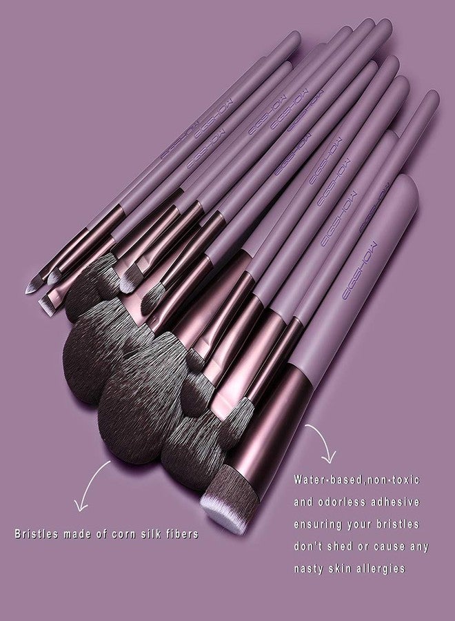 EIGSHOW Makeup Brush Set, EIGSHOW Professional Makeup Brushes Kit Foundation Powder Concealers Eye Shadows Makeup 15 Piece for Eye Face Liquid Cream Cosmetics Brushes Kit, Gift for Women, Travel Set(Purple) - Image 4