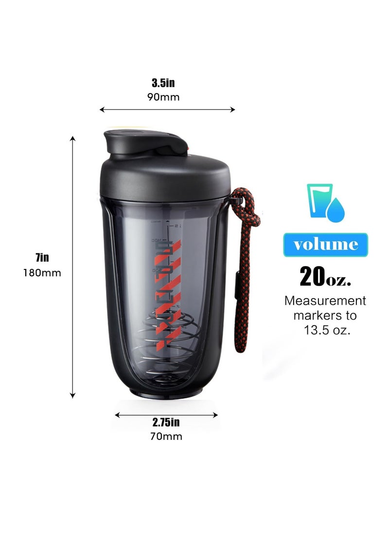 TRASSLE - Protein Shaker Bottle 20 oz Protein Shaker Cup Shaker Bottle for Protein Mixes Leakproof Shaker BPA Free Protein Shaker with Blender Ball for Gym Fitness - Image 1