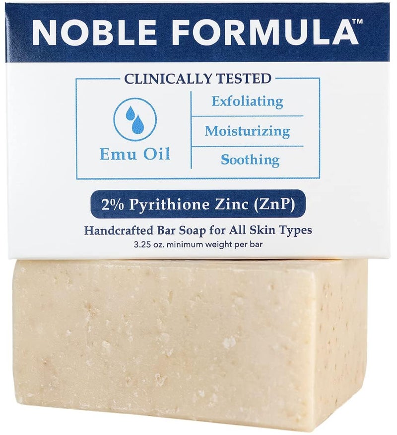 Noble Formula 2% Pyrithione Zinc (ZnP) Emu Oil Bar Soap, Especially Formulated for Acne, Psoriasis, and Eczema, Safe for Daily Use and All Skin Types, 3.25 oz - Image 1