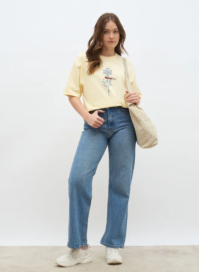 ستايلي Styli Graphic Print Oversized T-Shirt