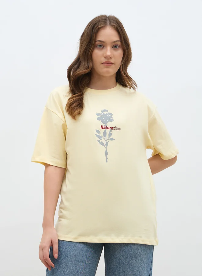 ستايلي Styli Graphic Print Oversized T-Shirt