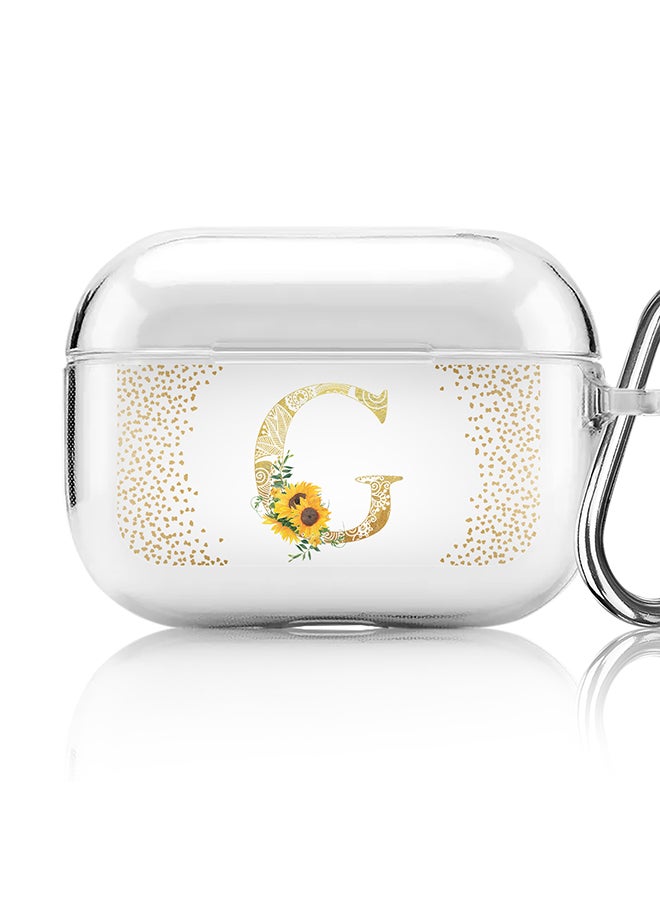 Stylizedd Classic Clear printed Case for Apple Airpods Pro Soft TPU Gel Thin Transparent Flexible Cover - Custom Monogram Initial Letter Mandala Floral Pattern Alphabet - G (Clear )  - Image 1