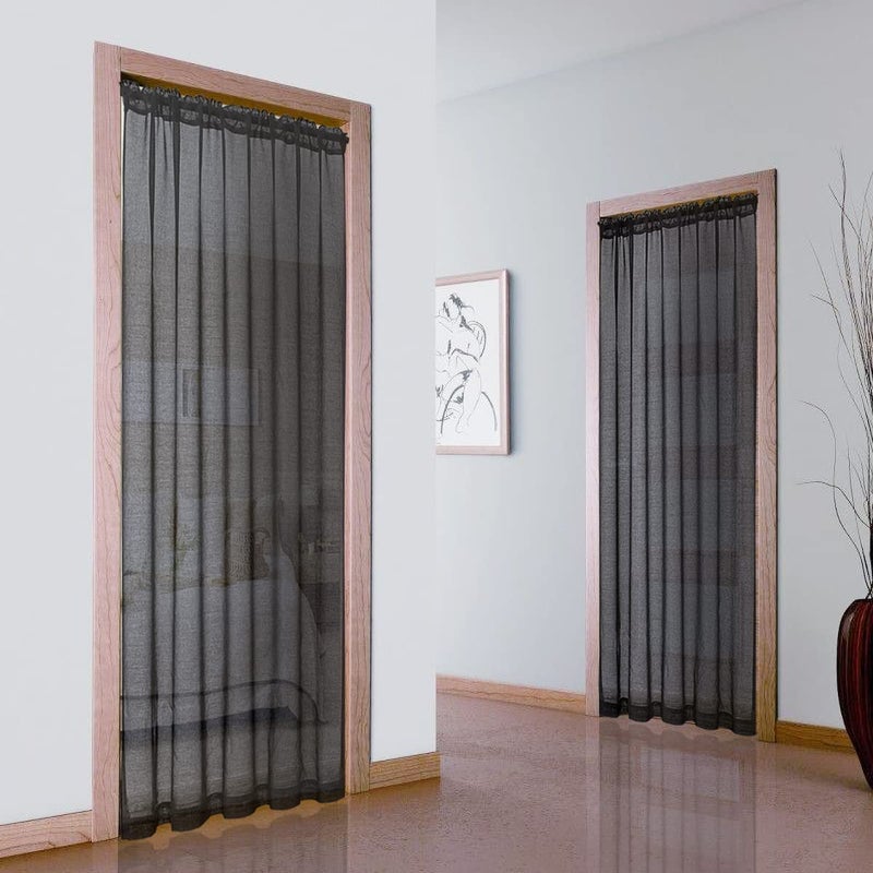 XTMYI XTMYI Sheer Door Curtains for Doorway80 in Length50 Semi PrivacyAiry Lightweight Temporary Room DividerWindow Curtains for Bedroom Living Room 7880 Opening80 Inches LongBlack