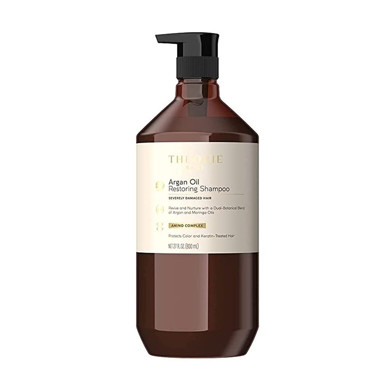 Theorie Argan Oil Restoring Shampoo  Rejuvenate  Moisturize  Sulfate Free  Suited for All Hair Types  Safe for Color  Keratin Treated Hair Pump Bottle 800mL