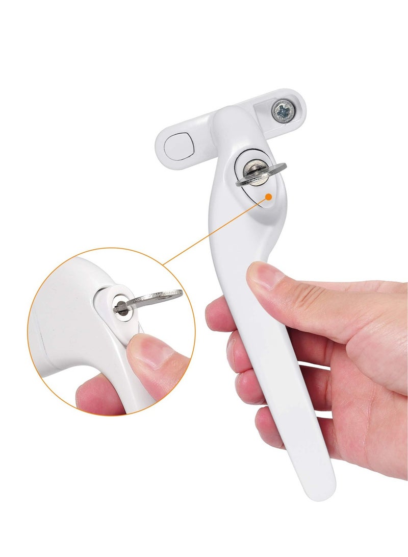 UPVC Window Locking Handles with Key 2 Pack Cranked Window Handles 40mm Spindles Universal White - Image 3