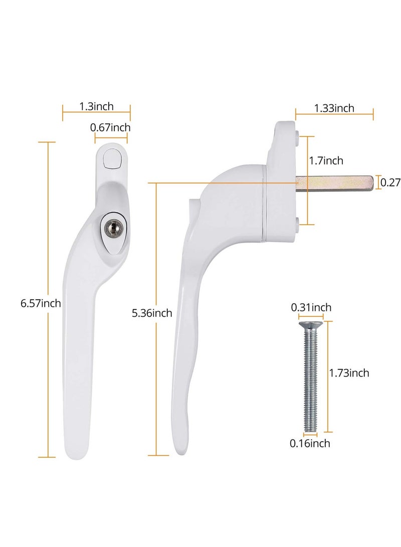 UPVC Window Locking Handles with Key 2 Pack Cranked Window Handles 40mm Spindles Universal White - Image 5