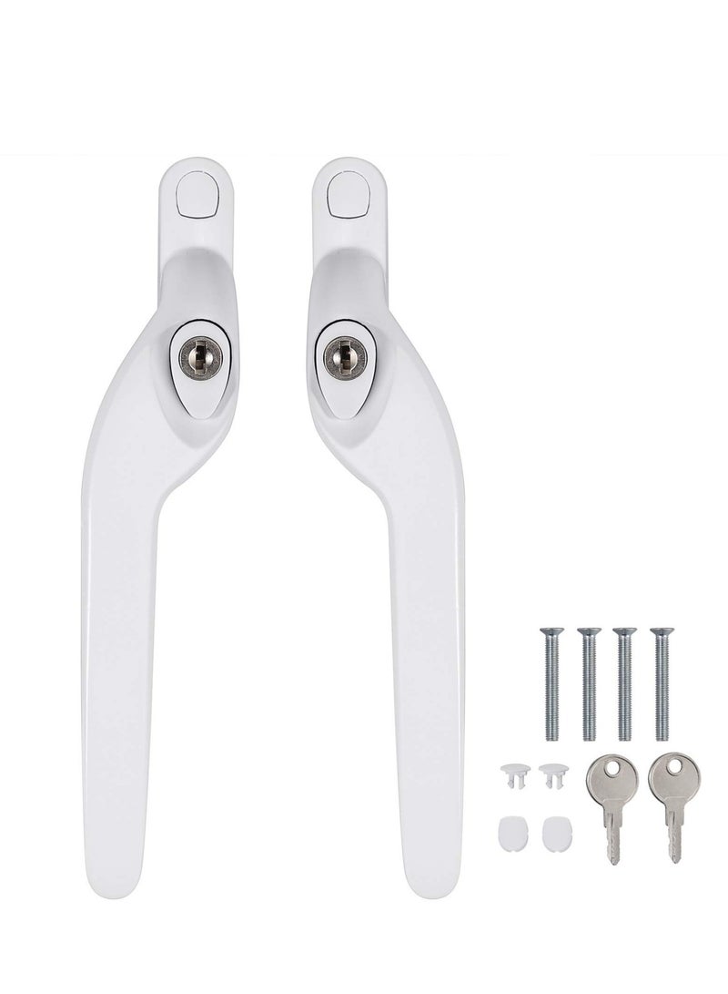 UPVC Window Locking Handles with Key 2 Pack Cranked Window Handles 40mm Spindles Universal White - Image 1