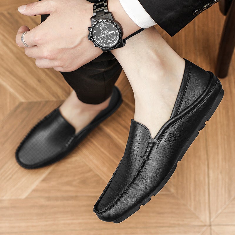 Doudou Shoes Men'S Shoes Genuine Leather New Style Cut Out Breathable Casual Leather Shoes Cowhide Soft Sole Slip-On Lazy Driving Shoes - Image 5