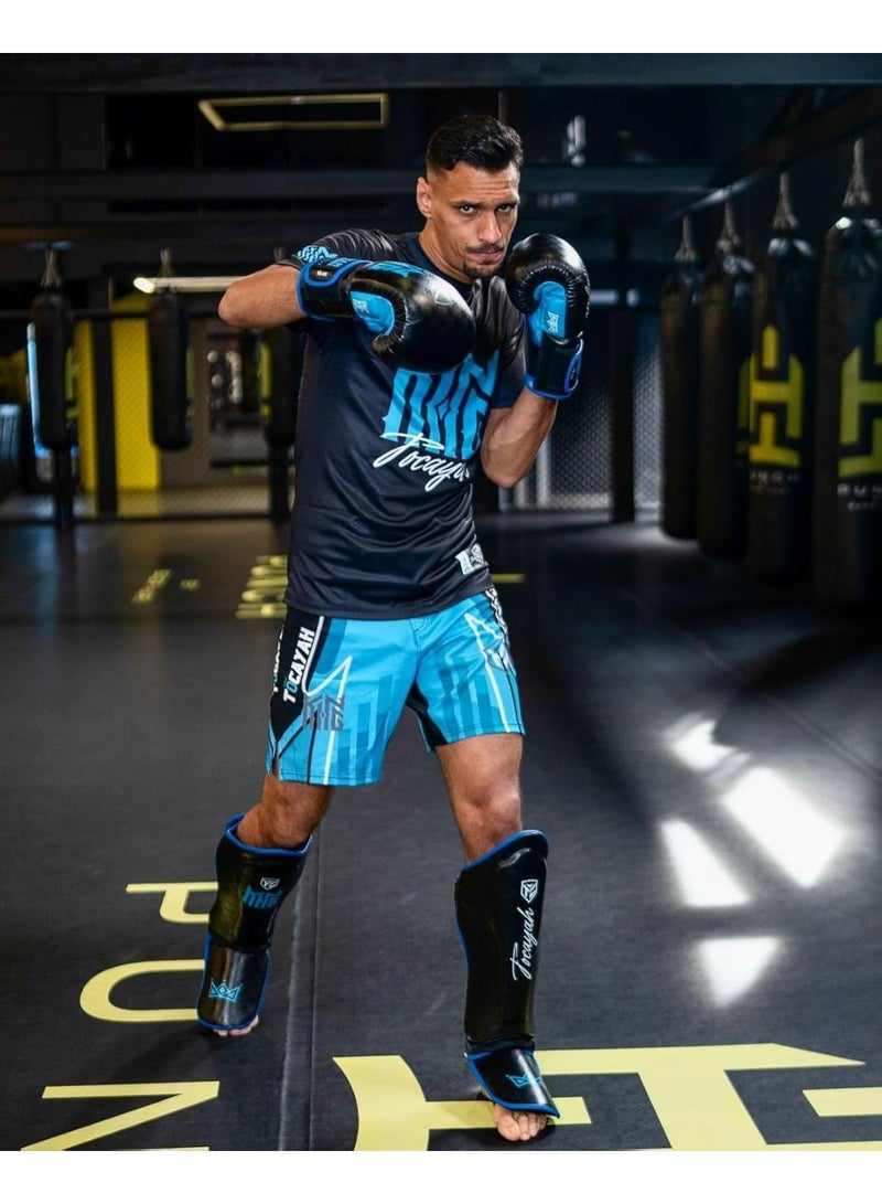 توكايا واقيات الساق للمواي تاي Regal Impact | حماية فاخرة للساق والقدم من جلد البقر الطبيعي لممارسة MMA والكيك بوكسينغ والتدريب القتالي | أحزمة قابلة للتعديل مع حشوة متعددة الطبقات - Image 3