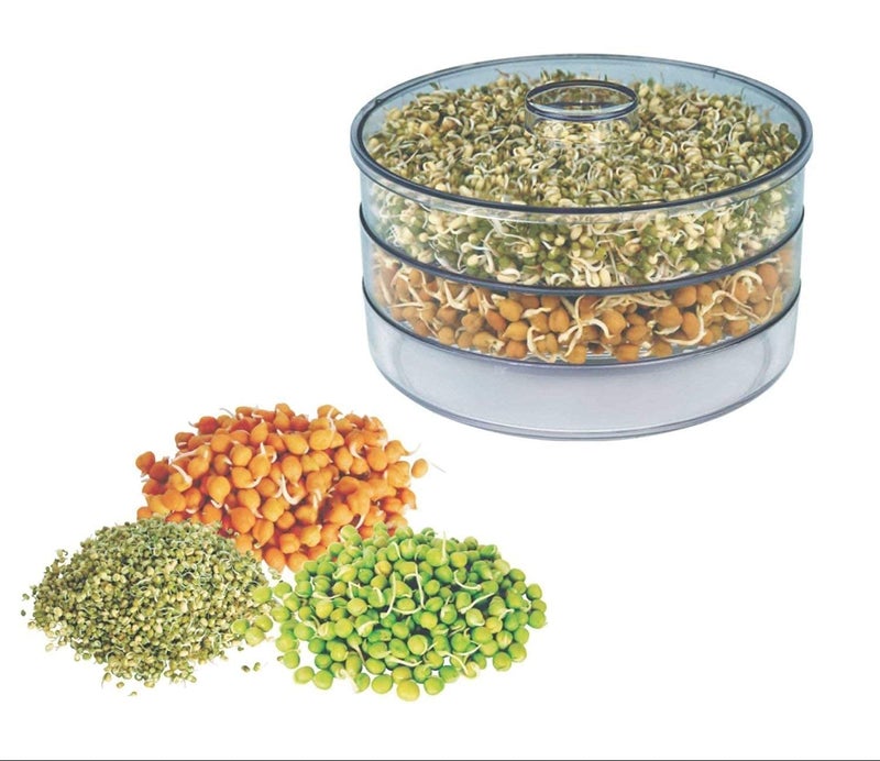 Nexellar 3 Layer Sprout Maker Container- Multi Purpose Sprouted Grains Seeds Dal Channa Chole Sprouting Jar, Organic Home Making Fresh Sprouts Beans Maker for Living Healthy Life Style (500 Ml) - Image 3