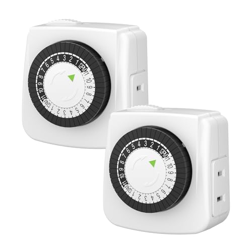 BN-LINK Indoor Timers Plug Mechanical 2 Prong 24-Hour Mini Lamp Timers 2 Pack, for Electrical Outlets, Fish Tank, Fans, LED Lights - Image 1