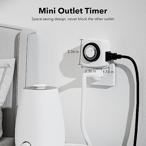 BN-LINK Indoor Timers Plug Mechanical 2 Prong 24-Hour Mini Lamp Timers 2 Pack, for Electrical Outlets, Fish Tank, Fans, LED Lights - Image 4