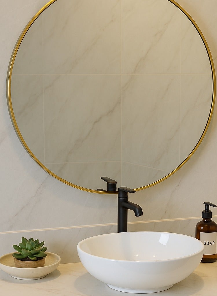 Glass Corner 40 Round Mirrors - Gold - Image 1