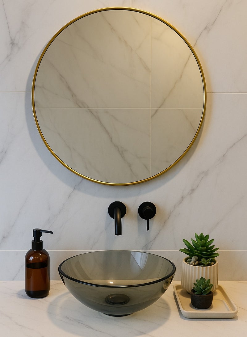 Glass Corner 40 Round Mirrors - Gold - Image 3