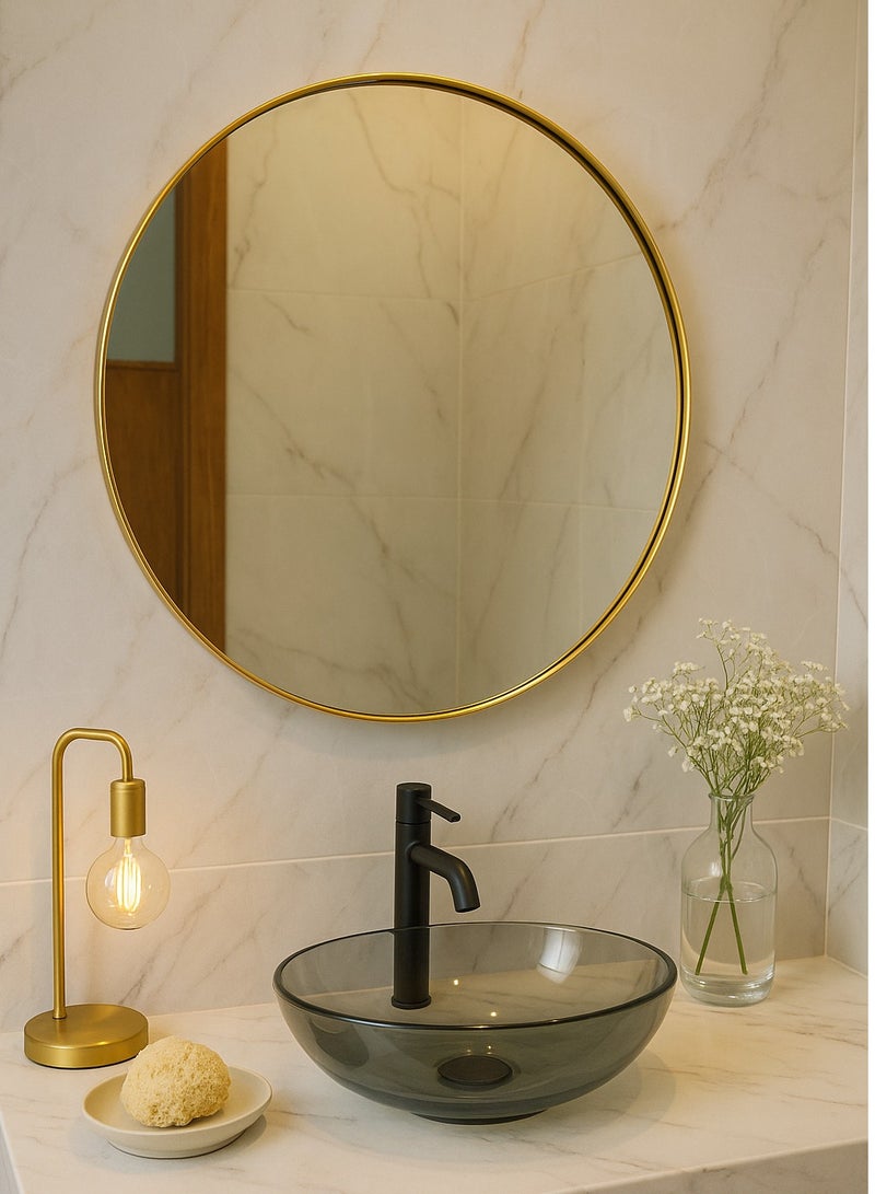 Glass Corner 40 Round Mirrors - Gold - Image 2