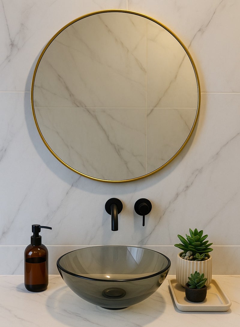 Glass Corner 40 Round Mirrors - Gold - Image 4