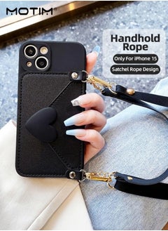 Motim Crossbody iPhone 15 Wallet Phone Case with Shoulder Strap /Credit Card Holder, 6.1" Protective Leather Wallet Shockproof Mobile Phone Bag, Purse Cover Phone Case for Women Girl  - Image 2