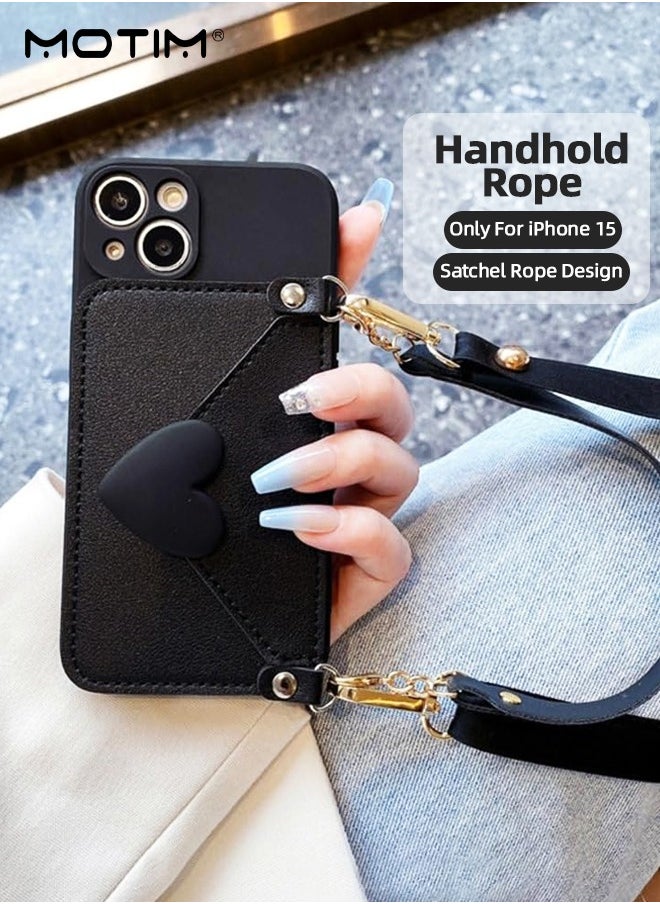 Motim Crossbody iPhone 15 Wallet Phone Case with Shoulder Strap /Credit Card Holder, 6.1" Protective Leather Wallet Shockproof Mobile Phone Bag, Purse Cover Phone Case for Women Girl  - Image 2