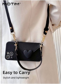 Motim Crossbody iPhone 15 Wallet Phone Case with Shoulder Strap /Credit Card Holder, 6.1" Protective Leather Wallet Shockproof Mobile Phone Bag, Purse Cover Phone Case for Women Girl  - Image 3
