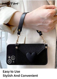 Motim Crossbody iPhone 15 Wallet Phone Case with Shoulder Strap /Credit Card Holder, 6.1" Protective Leather Wallet Shockproof Mobile Phone Bag, Purse Cover Phone Case for Women Girl  - Image 4