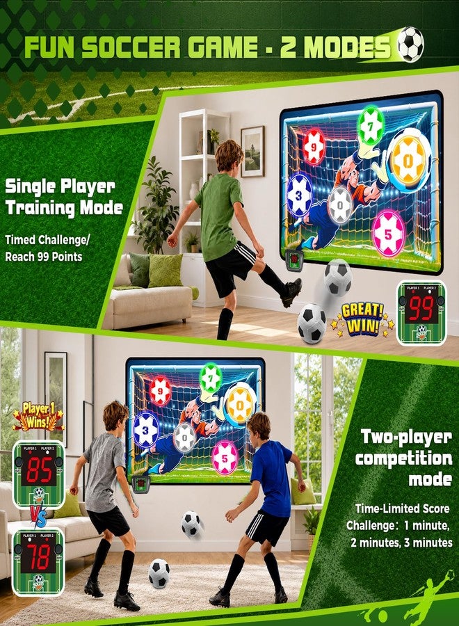 VATOS Electronic Scoring Soccer Toy Game Set for Kids, Indoor Outdoor Soccer Training Target with Real-Time Scoring & Sound, 2 Play Modes, Soft Fabric Goal&2 Balls, Sport Gift for Boys Girls Ages 3+ - Image 4