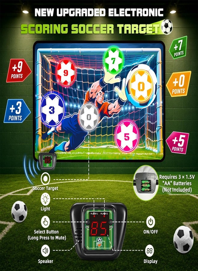 VATOS Electronic Scoring Soccer Toy Game Set for Kids, Indoor Outdoor Soccer Training Target with Real-Time Scoring & Sound, 2 Play Modes, Soft Fabric Goal&2 Balls, Sport Gift for Boys Girls Ages 3+ - Image 3