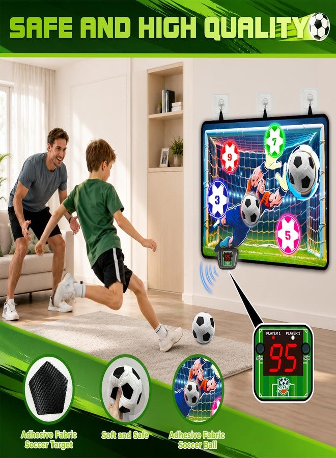 VATOS Electronic Scoring Soccer Toy Game Set for Kids, Indoor Outdoor Soccer Training Target with Real-Time Scoring & Sound, 2 Play Modes, Soft Fabric Goal&2 Balls, Sport Gift for Boys Girls Ages 3+ - Image 5