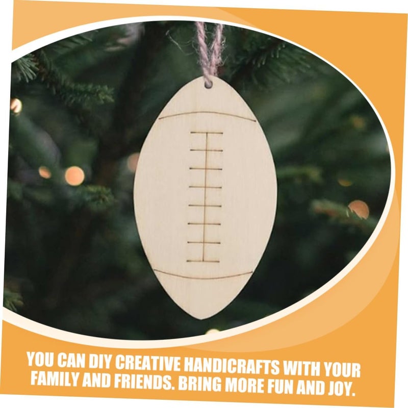 Healifty Wooden Football Shape Cutouts 20 Pieces Sports Theme DIY Wood Slices Craft Blanks for Party Decoration and Woodburning Projects - Image 5