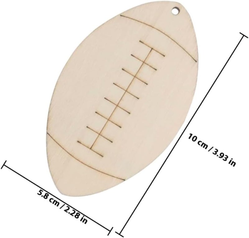 Healifty Wooden Football Shape Cutouts 20 Pieces Sports Theme DIY Wood Slices Craft Blanks for Party Decoration and Woodburning Projects - Image 2