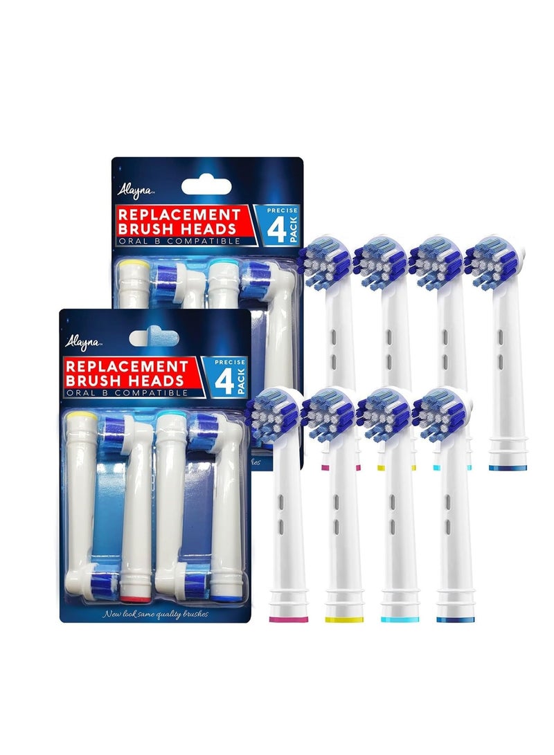 Alayna Replacement Brush Heads Compatible with OralB Braun- Pack of 8 Professional Electric Toothbrush Heads- Precision Refills for Oral-b 7000, Clean, Oral B Pro 1000, 9600, 500, 3000, 8000, Vitality Plus! - Image 3