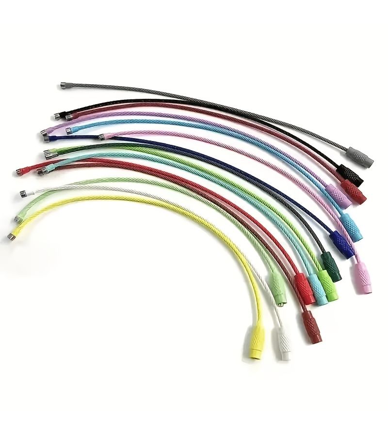 11 Colored Coated Steel Wire Keychains 6 Inch Wire Rope Keychain Luggage Tag Hanging Ring Label Buckle Random Color Set - Image 5