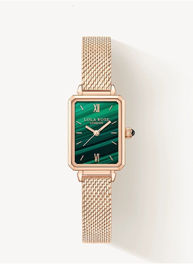 LOLA ROSE Women's Lola Rose Green Dial Watch - Flexible Rose Gold Steel Bracelet with Square Green Dial, Elegant Design for Daily Wear and Special Occasions  - Image 1
