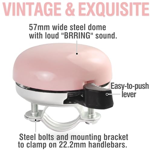 MARQUE Beach Cruiser Bike Bell – Classic Bicycle Bell Design for Adults and Kids with Traditional Ring Sound (Pink) - Image 3