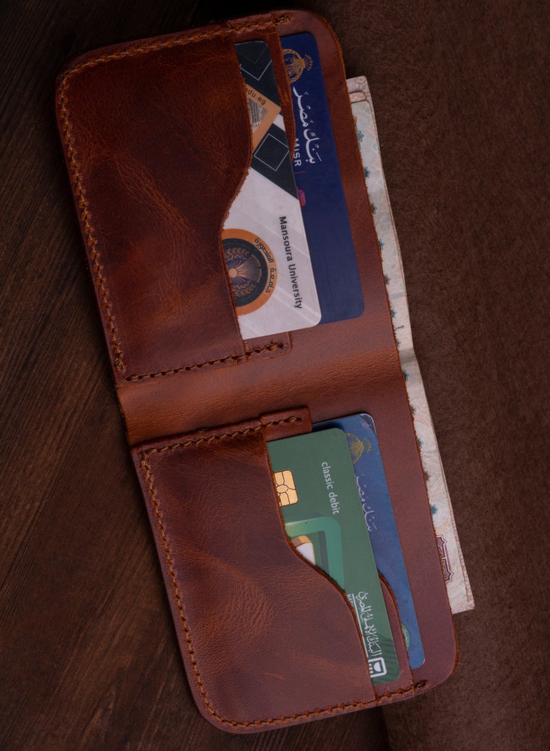 Motevia Havan) Mens Genuine Leather Wallet Leather Slim 4.5x3.5cm with Cash Pocket and 4 Card Pockets for 8 Card Slots - Image 3