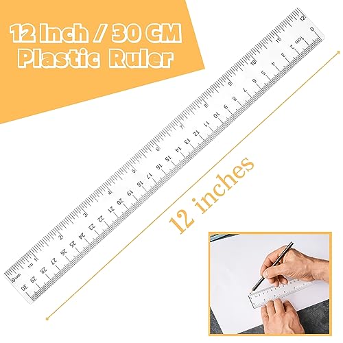 EACOZY Plastic Ruler, 12 Inch Clear Plastic Ruler, Centimeter, Millimeter and Inches, Pack of 2 - Image 3