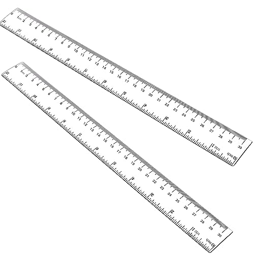EACOZY Plastic Ruler, 12 Inch Clear Plastic Ruler, Centimeter, Millimeter and Inches, Pack of 2 - Image 1