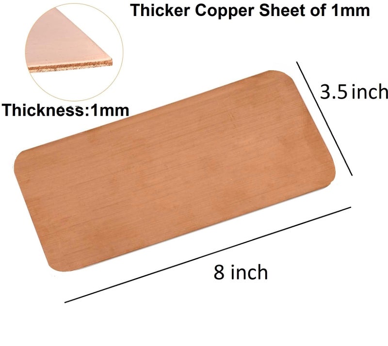 ART IFACT Pure 99.9% thicker Copper Plate of 1mm for Making 10 Liters Structured Water (3.5 X 8 inches - 1mm) Copper sheet with round corner (3.5 X 8 inch (For 10 Ltr)) - Image 2