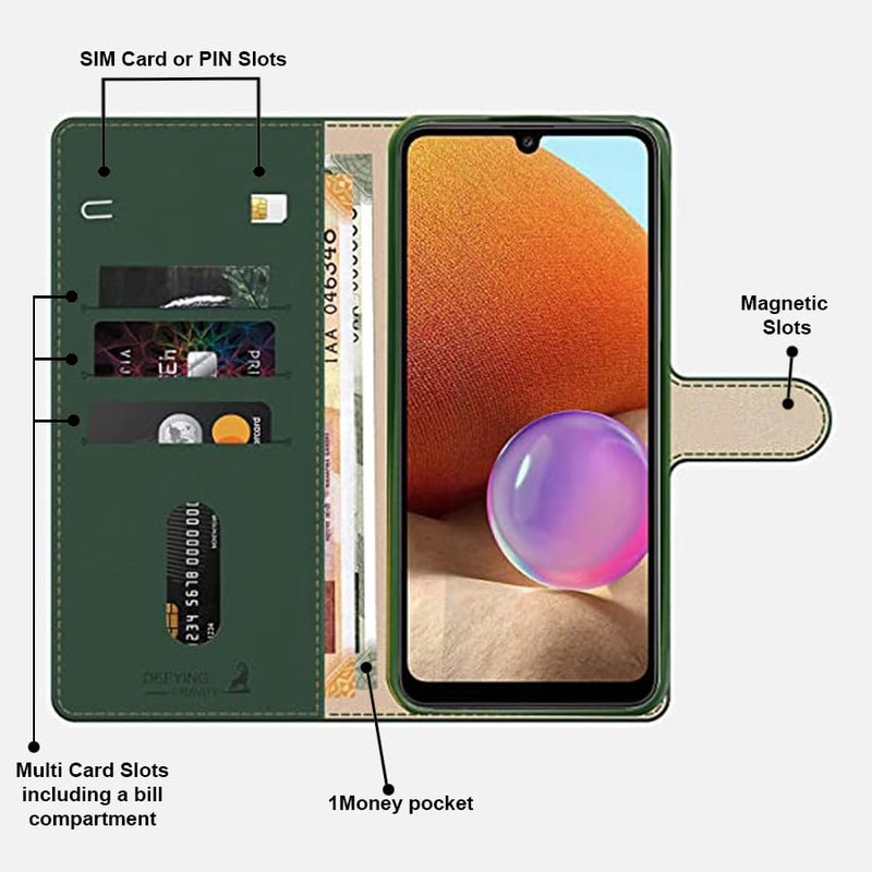 AIBEX ® Compatible for Vivo Y31 5G Flip Cover Leather Finish | Inside TPU with Card Pockets | Wallet Stand | Complete Protection Flip Case Green - Image 3