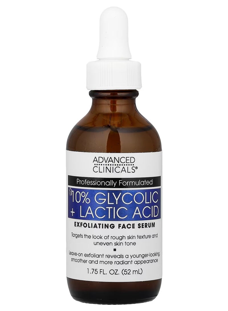 Advanced Clinicals, 10% Glycolic + Lactic Acid Serum, 1.75 fl oz (52 ml) - Image 1