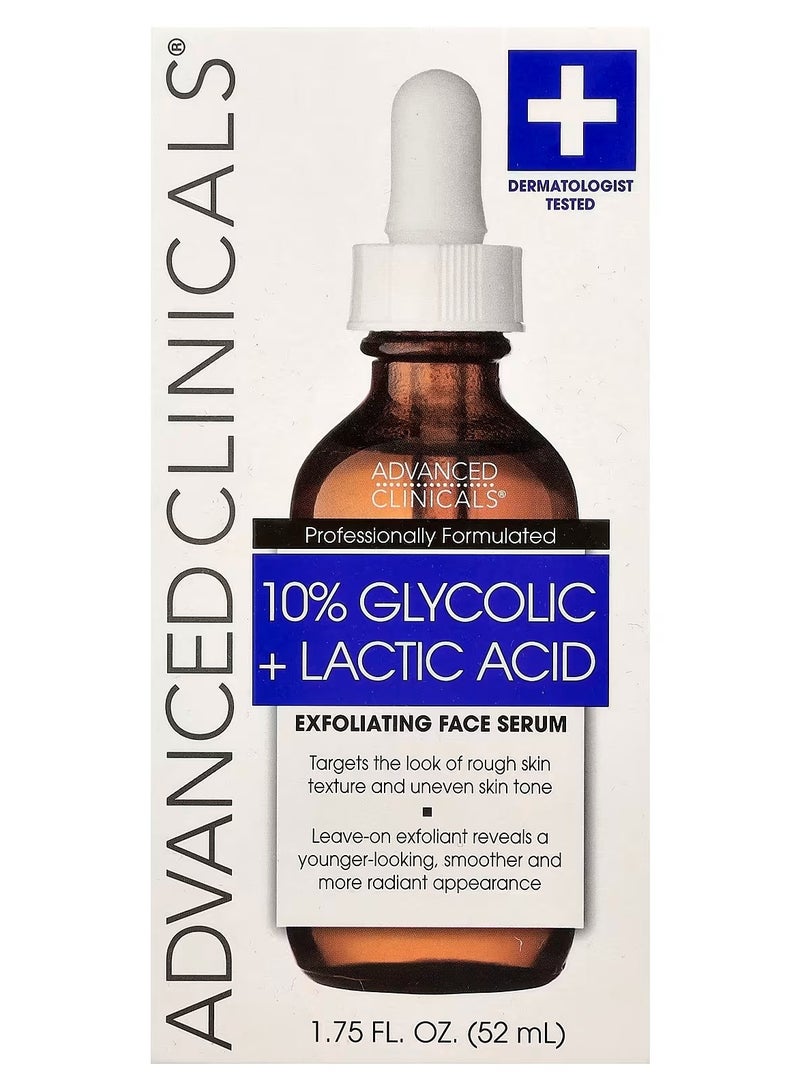 Advanced Clinicals, 10% Glycolic + Lactic Acid Serum, 1.75 fl oz (52 ml) - Image 2