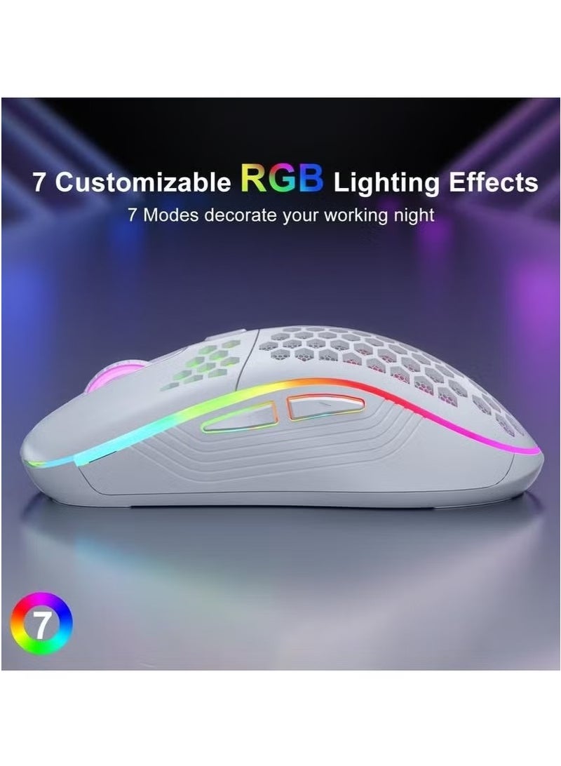اترجسز ماوس لاسلكية لعبة ماوس ، ماوس الكمبيوتر القابلة لإعادة الشحن ، مع 6 أزرار RGB الخلفية ، قابل للتعديل المحمولة قذيفة الخلوية ، أجهزة الكمبيوتر المحمولة ، وأجهزة الكمبيوتر ، وأجهزة الكمبيوتر ، مثل ( لاسلكي أبيض ) - Image 5