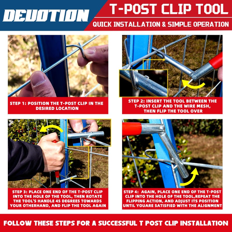 DEUOTION T-post Clips Tool, Fixing Fence Clip and Wire Steel Bender T-post Handheld Twisting Tool, Multi Functional Bender - Image 5