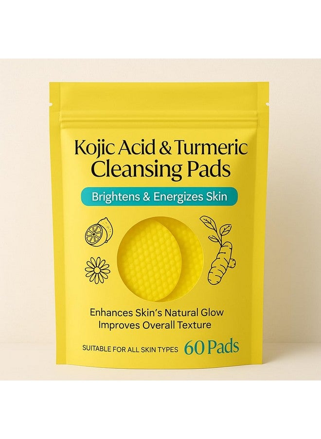 KD ZONE Kojic Acid and Turmeric Cleansing Pads (60 Count) - Mild & Non-Irritating Facial Pads for All Skin Types - Helps Balance Oil & Water - Gentle Skin Exfoliating & Brightening Face Pads with Kojic Acid and Turmeric - Image 1